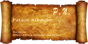Patócs Nikander névjegykártya